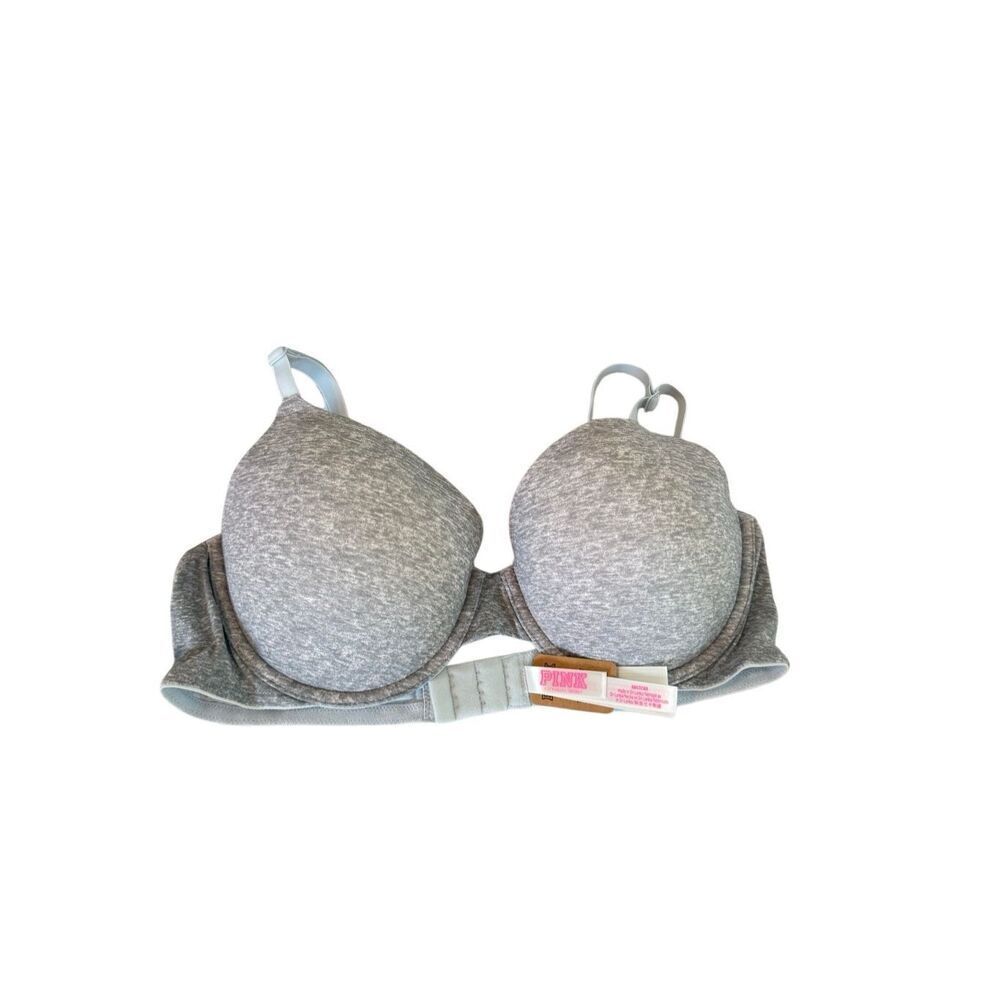 NWT Victorias Secret PINK Womens Gray Heather Wear Everywhere Push-up Bra Sz 38C